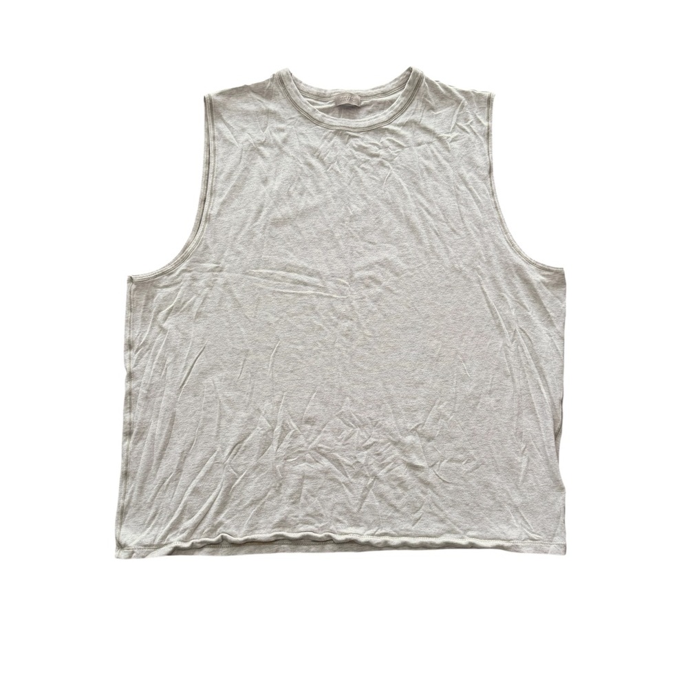 SKIMS Heathered Cream Beige Sleeveless Muscle Tank Size L Oversized Modal Cotton